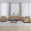 Image de Vidaxl Ensemble De CanapÃ©s 3 Pcs Avec Coussins Cappuccino Similicuir