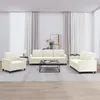 Image de vidaXL Ensemble de canapÃ©s 3 pcs avec coussins CrÃ¨me Velours