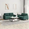 Image de vidaXL Ensemble de canapÃ©s 2 pcs avec coussins Vert foncÃ© Velours
