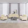 Image de vidaXL Ensemble de canapÃ©s 3 pcs avec coussins CrÃ¨me Tissu