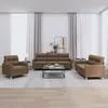 Image de vidaXL Ensemble de canapÃ©s 3 pcs avec coussins Marron Tissu