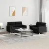 Image de vidaXL Ensemble de canapÃ©s 2 pcs avec coussins noir tissu