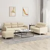 Image de vidaXL Ensemble de canapÃ©s 3 pcs avec coussins CrÃ¨me Tissu