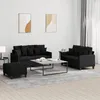 Image de vidaXL Ensemble de canapÃ©s 3 pcs avec coussins Noir Tissu