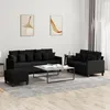 Image de vidaXL Ensemble de canapÃ©s 3 pcs avec coussins Noir Tissu