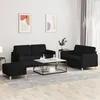 Image de vidaXL Ensemble de canapÃ©s 3 pcs avec coussins Noir Tissu
