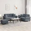 Image de vidaXL Ensemble de canapÃ©s 3 pcs avec coussins gris foncÃ© velours