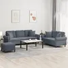 Image de vidaXL Ensemble de canapÃ©s 3 pcs avec coussins gris foncÃ© velours