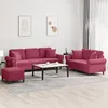 Image de vidaXL Ensemble de canapÃ©s 3 pcs avec coussins rouge bordeaux velours
