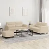 Image de vidaXL Ensemble de canapÃ©s 3 pcs avec coussins crÃ¨me tissu microfibre