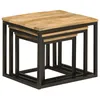 Image de vidaXL Tables basses gigognes 3 pcs bois massif de manguier et fer