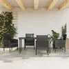 Image de Vidaxl Ensemble Ã Manger De Jardin 5 Pcs Noir RÃ©sine TressÃ©e Et Acier