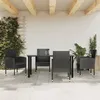 Image de Vidaxl Ensemble Ã Manger De Jardin 5 Pcs Noir RÃ©sine TressÃ©e Et Acier