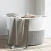 Image de vidaXL Panier Ã  linge gris et blanc Ã55x36 cm coton
