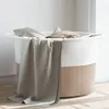 Image de vidaXL Panier Ã  linge marron et blanc Ã55x36 cm coton