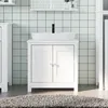 Image de vidaXL Meuble de salle de bain BERG blanc 60x34x59 cm bois pin massif