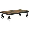 Image de Vidaxl Table Basse Roulettes Bois De RÃ©cupÃ©ration Massif 100x55x26 Cm