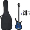 Image de Guitare Basse Ãlectrique De DÃ©butants Sac Bleu Et Noir 4/4 46