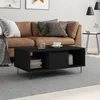 Image de vidaXL Table basse Noir 90x50x36,5 cm Bois d'ingÃ©nierie