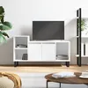 Image de vidaXL Meuble TV Blanc brillant 100x35x55 cm Bois d'ingÃ©nierie