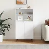 Image de vidaXL Buffet haut Blanc 60x36x110 cm Bois d'ingÃ©nierie
