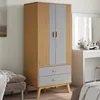 Image de vidaXL Garde-robe OLDEN gris et marron 76,5x53x172 cm bois massif pin