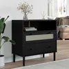 Image de vidaXL Buffet SENJA aspect rotin noir 80x40x80 cm bois massif de pin