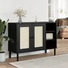 Image de Vidaxl Buffet Senja Aspect Rotin Noir 112x40x80cm Bois Massif De Pin