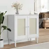 Image de vidaXL Buffet SENJA aspect rotin blanc 80x35x80 cm bois massif de pin