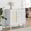 Image de vidaXL Buffet SENJA aspect rotin blanc 80x40x80 cm bois massif de pin