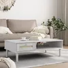 Image de vidaXL Table basse SENJA aspect rotin blanc 100x55x33 cm bois massif