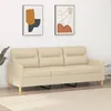Image de vidaXL CanapÃ© Ã  3 places CrÃ¨me 180 cm Tissu