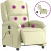 Image de vidaXL Fauteuil de massage inclinable Ã©lectrique crÃ¨me cuir vÃ©ritable
