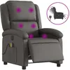 Image de vidaXL Fauteuil de massage inclinable Ã©lectrique gris cuir vÃ©ritable