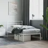 Image de vidaXL Cadre de lit mÃ©tal sans matelas avec tÃªte de lit blanc 75x190cm