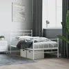 Image de vidaXL Cadre de lit mÃ©tal sans matelas et pied de lit blanc 107x203 cm
