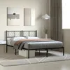 Image de vidaXL Cadre de lit mÃ©tal avec tÃªte de lit noir 140x190 cm