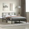 Image de vidaXL Cadre de lit mÃ©tal avec tÃªte de lit noir 150x200 cm