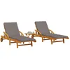 Image de Vidaxl Chaises Longues Lot De 2 Avec Table Bois Massif D'acacia