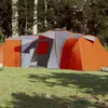 Image de Vidaxl Tente Familiale Ã DÃ´me 12 Personnes Gris Et Orange ImpermÃ©able