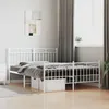 Image de vidaXL Cadre de lit mÃ©tal sans matelas et pied de lit blanc 135x190 cm