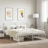 Image de vidaXL Cadre de lit mÃ©tal sans matelas et pied de lit blanc 183x213 cm