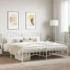 Image de vidaXL Cadre de lit mÃ©tal sans matelas et pied de lit blanc 193x203 cm