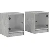 Image de vidaXL Tables de chevet et portes vitrÃ©es 2 pcs gris bÃ©ton 35x37x42 cm