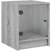 Image de vidaXL Table de chevet avec porte en verre sonoma gris 35x37x42 cm
