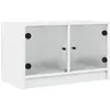Image de vidaXL Meuble TV avec portes en verre blanc 68x37x42 cm