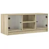 Image de Vidaxl Meuble Tv Avec Portes En Verre ChÃªne Sonoma 102x37x42 Cm