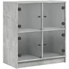 Image de vidaXL Armoire latÃ©rale avec portes en verre gris bÃ©ton 68x37x75,5 cm
