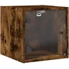Image de Vidaxl Table De Chevet Avec Porte En Verre ChÃªne FumÃ© 35x37x35 Cm