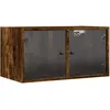 Image de Vidaxl Armoire Murale Avec Portes En Verre ChÃªne FumÃ© 68,5x37x35 Cm